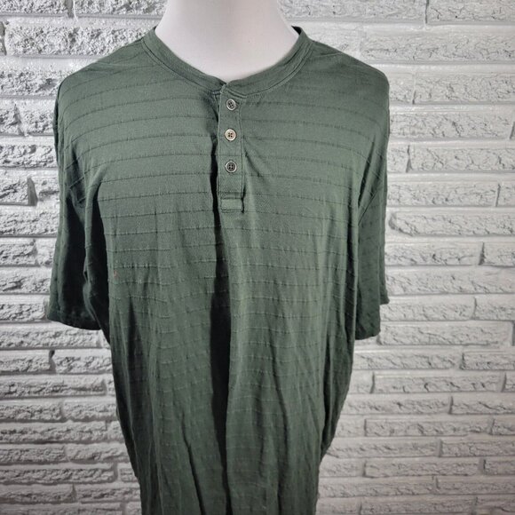 Falls Creek Mens Shirt XXL Short Sleeve Quarter Button Green Embroidered GRE4E - Picture 3 of 8